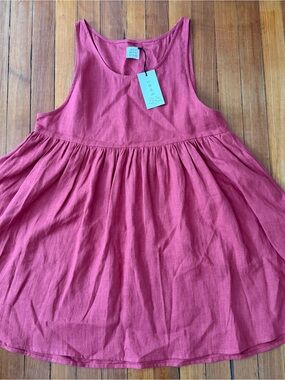 Man In The Studio Sleeveless Gathered Dress in Raspberry